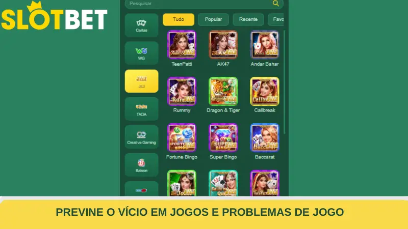 Previne o vício em jogos e problemas de jogo