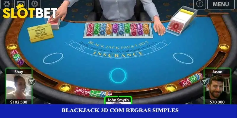 Blackjack 3D com regras simples