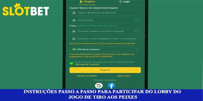 Instruções passo a passo para participar do lobby do jogo de tiro aos peixes