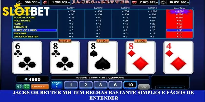 Jacks or Better MH tem regras bastante simples e fáceis de entender