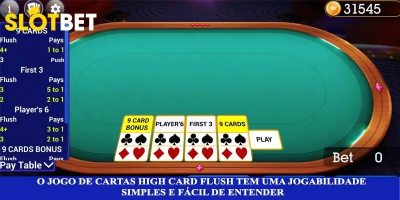 O jogo de cartas High Card Flush tem uma jogabilidade simples e fácil de entender