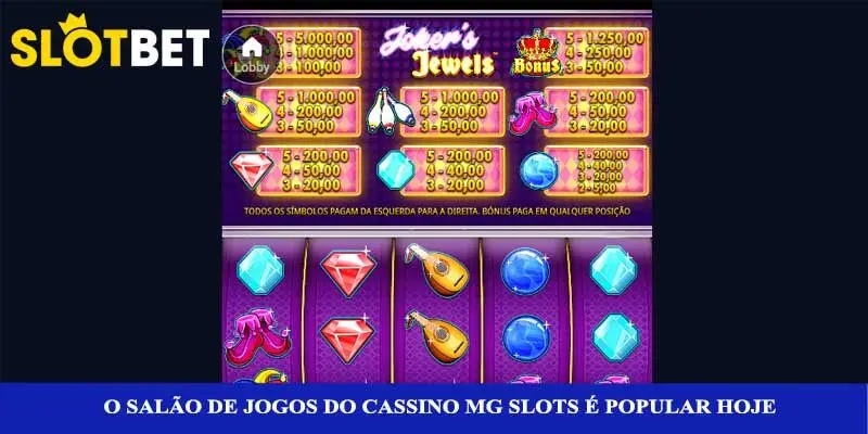 O salão de jogos do cassino MG slots é popular hoje